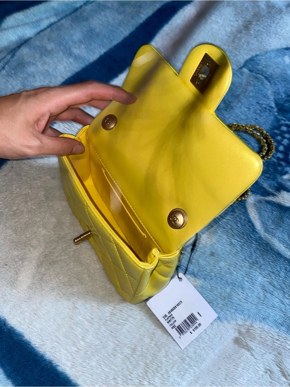 Chanel yellow iridescent mini